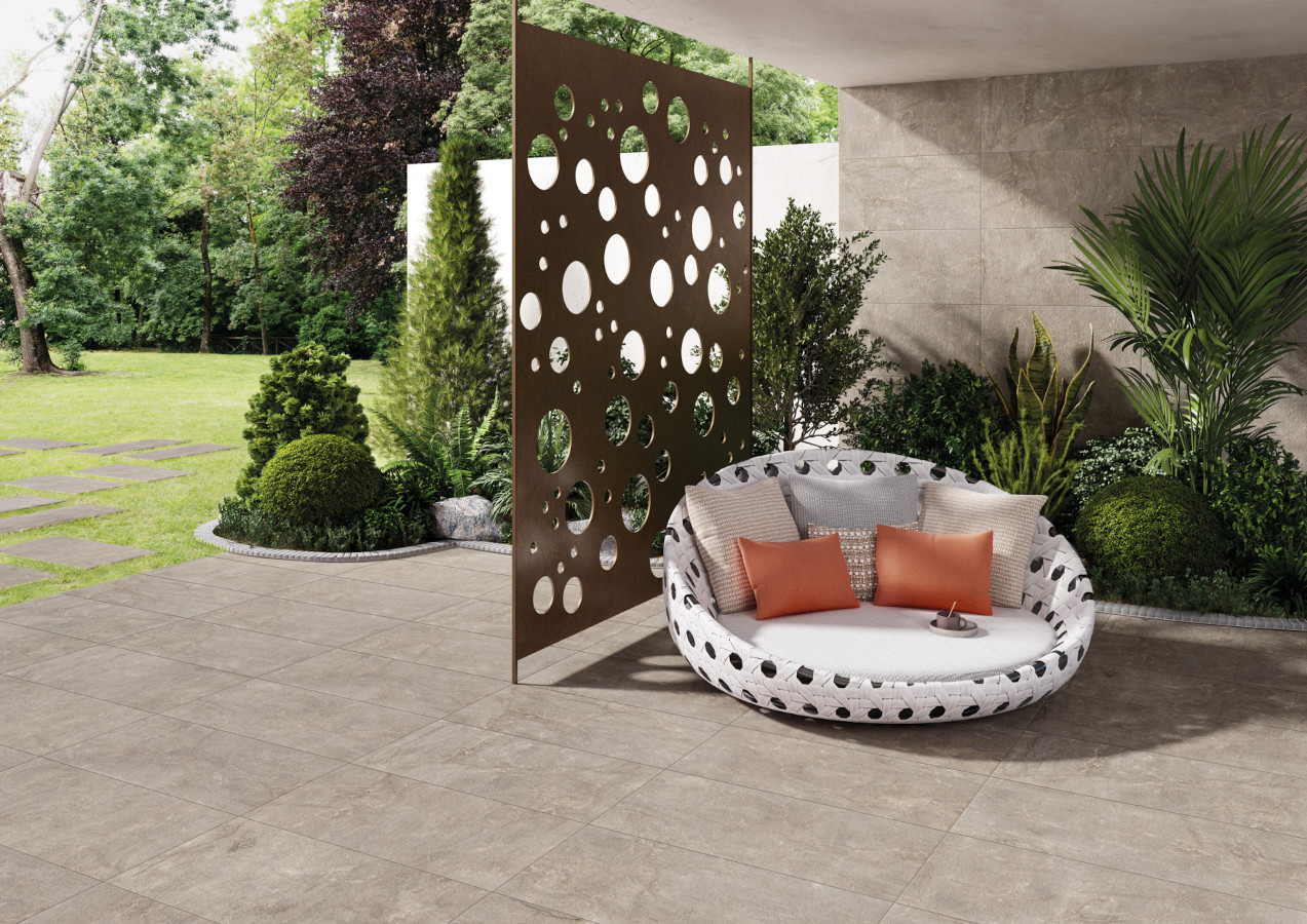 Feinsteinzeug in walnuss Farbe